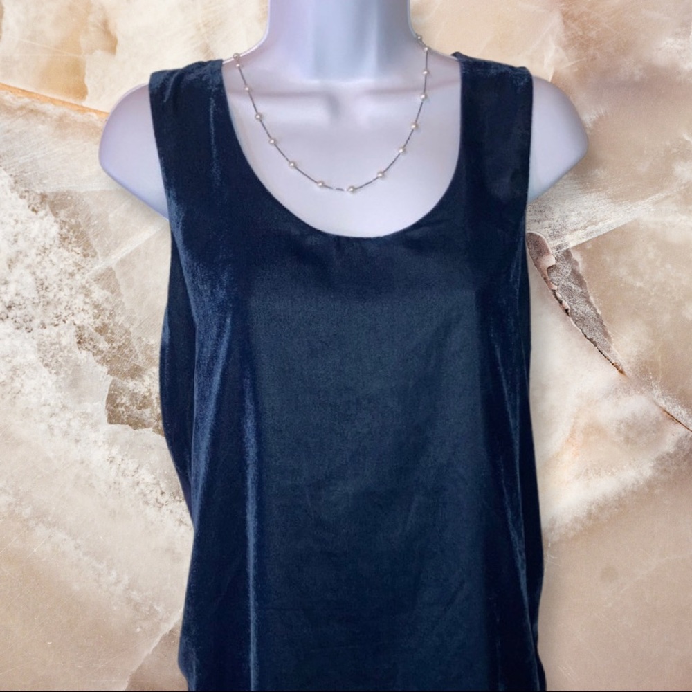 Ann Taylor Velvet Tank, Size Medium, Blue.